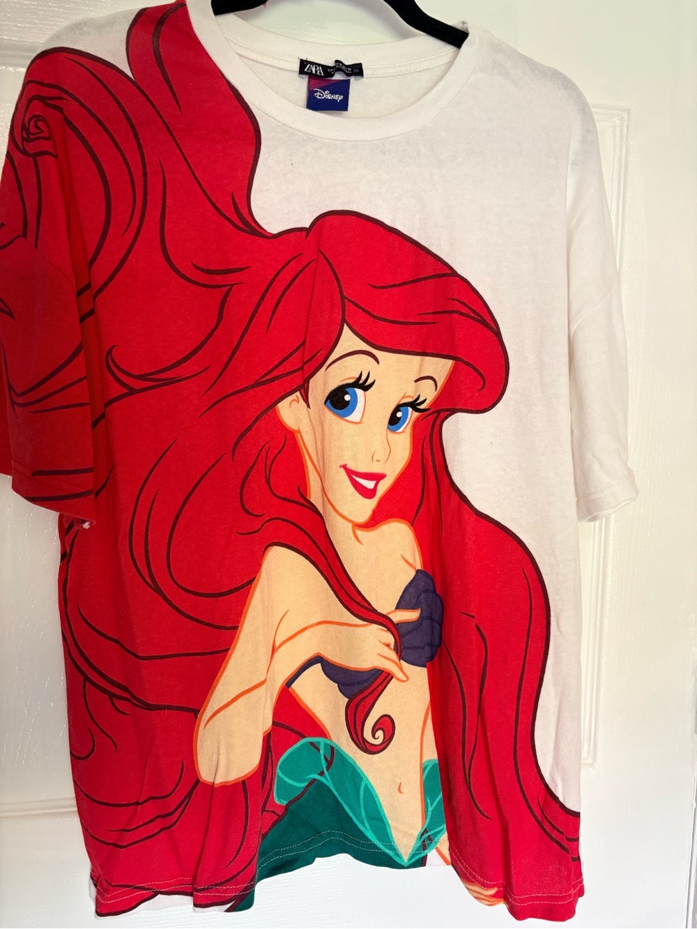 Disney White Tee with Red Ariel Graphic